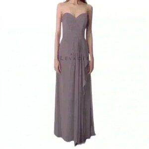 Bill  Levkoff Strapless Chiffon Formal Evening Gown Victorian Lilac Purple 16